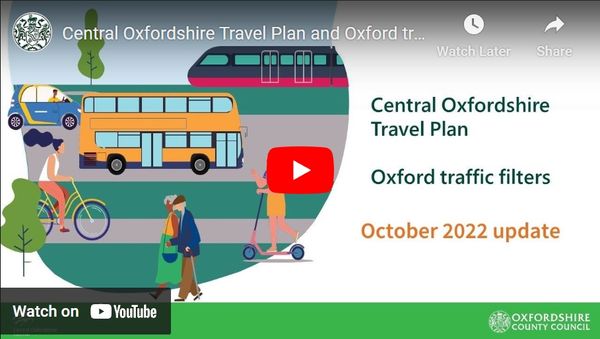 Screenshot of the Central Oxfordshire Travel Plan and Oxford traffic filters youtube recording